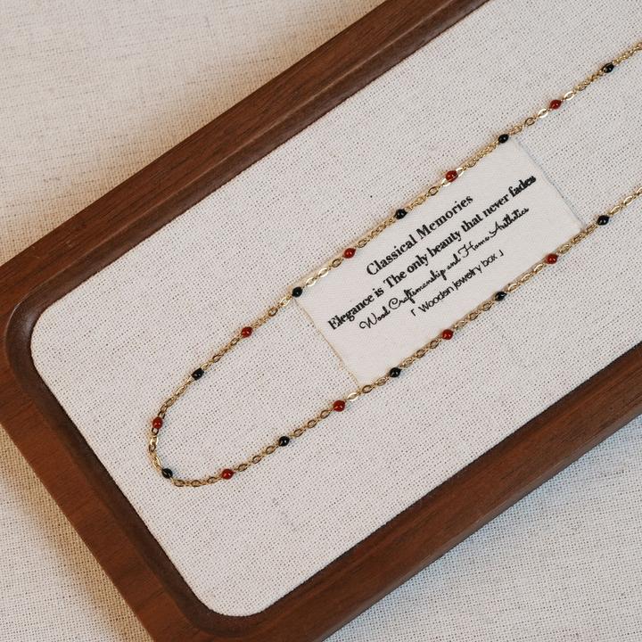 钛钢项链 [红黑]张十六原创设计手工串珠复古夜石榴百搭颈链