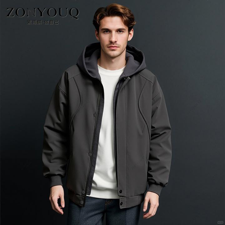 羽绒服男冬季时尚潮流休闲宽松短款保暖防风百搭连帽夹克运动外套