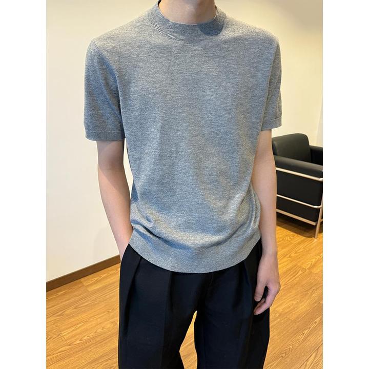 cleanfit老钱风针织短袖男夏季vintage高级感正肩t恤美式复古半袖