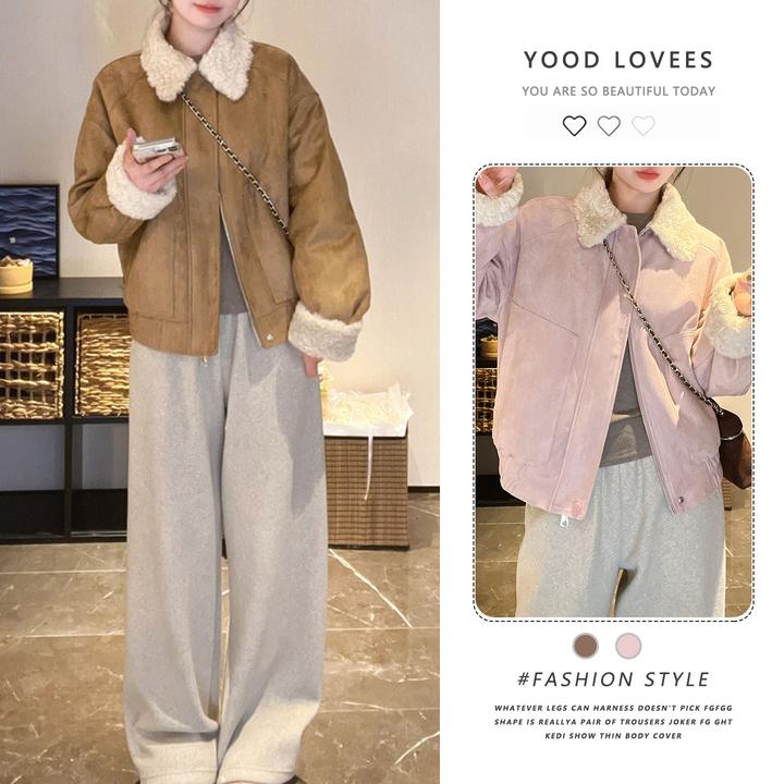 时尚毛领保暖夹克女冬季新款韩系巨好看气质百搭显瘦加厚短外套