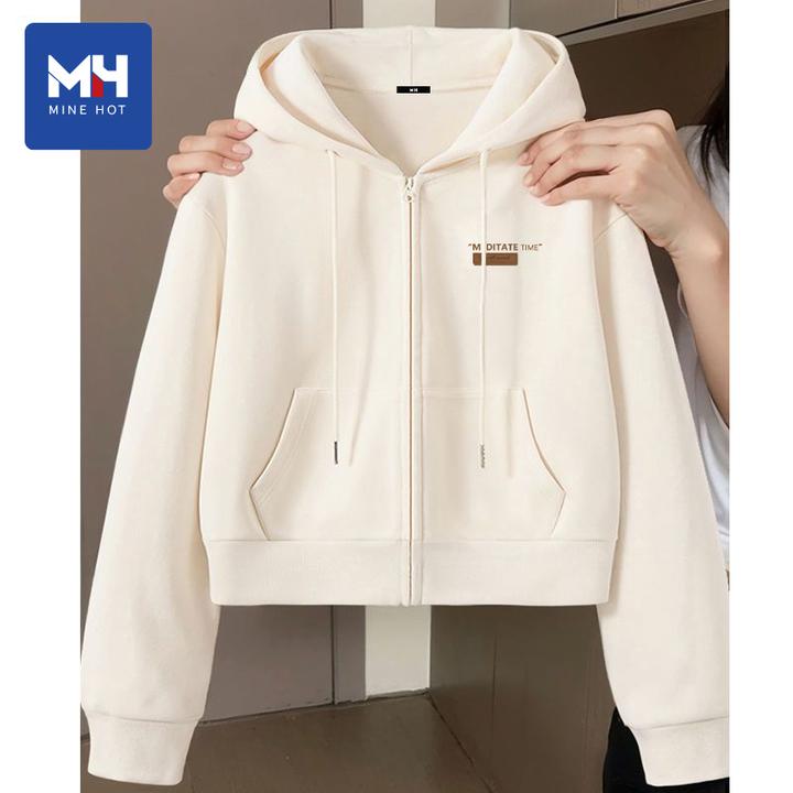 唐狮集团MH连帽开衫卫衣女秋202款短款上衣小个子拉链运动外套H