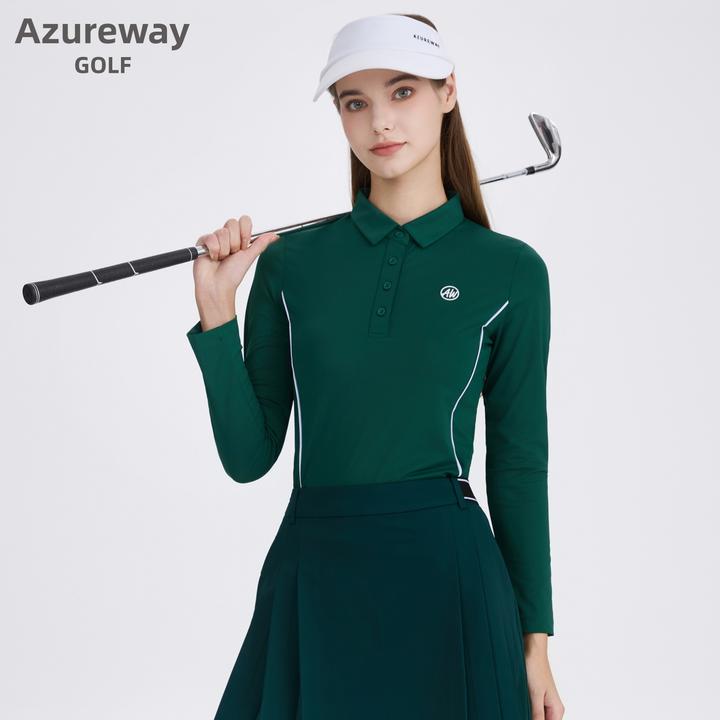 Azureway高尔夫女装长袖纯色T恤时尚百搭透气速干GOLF运动球上衣