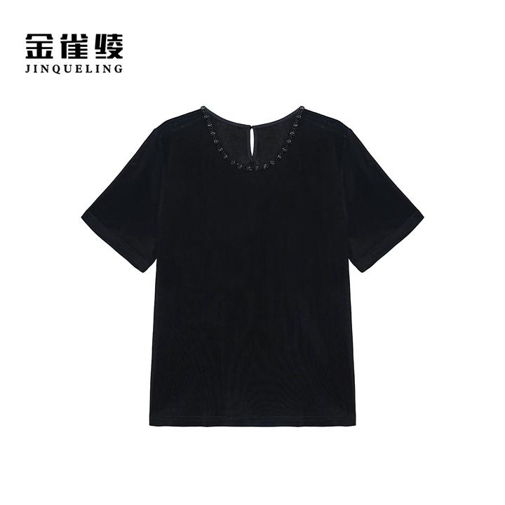 金雀绫【歌剧魅影】极简风薄款领口手缝链加宽加大小衫SZA2SW568