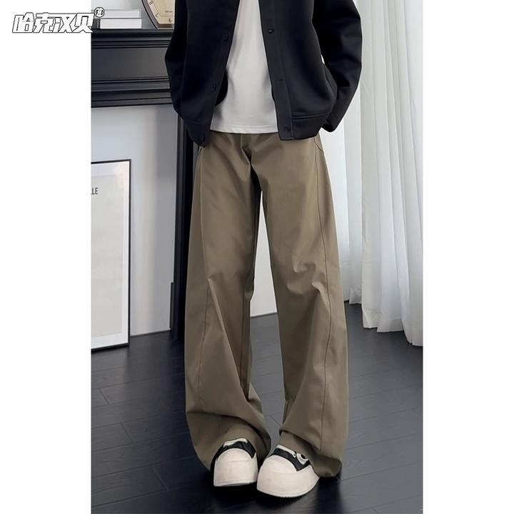 阔腿休闲长裤男女同款秋季简约风纯色宽松直筒裤cleanfit弯刀裤子