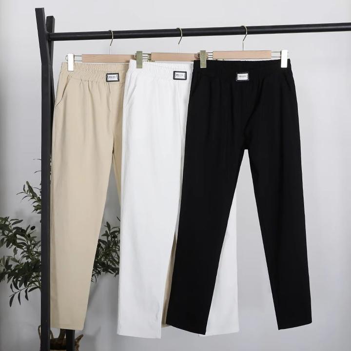 春夏时尚针织薄款透气休闲裤韩版纯色外穿百搭修身九分小脚哈伦裤