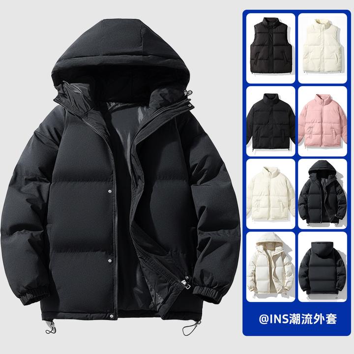 棉服女新款韩系保暖棉马立领棉袄加厚面包服外套女秋纯色棉衣