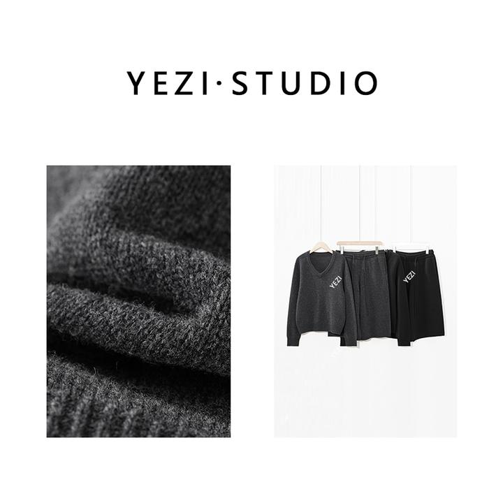 【城市猎人】高克重羊绒羊毛博主时廓形亲肤毛衣中裤套装25339009