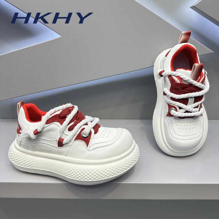 HKHY男鞋厚底拼色中跟时尚休闲鞋休闲透气冬季鞋子增高