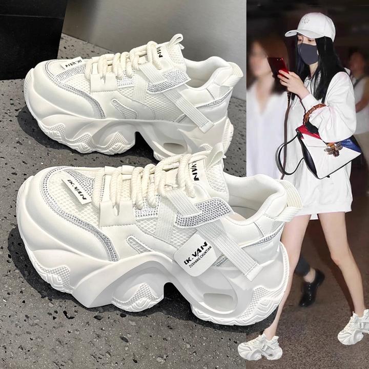 轻便厚底老爹鞋女款2025秋季新款松糕增高女鞋爆款运动休闲小白鞋