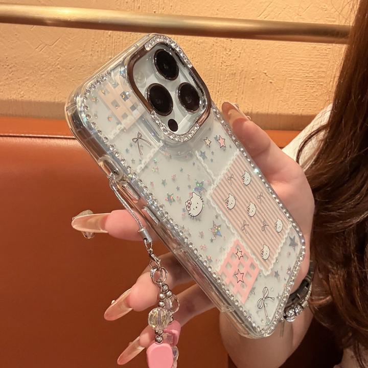 【自带相机保护按键】粉色条纹kitty适用苹果16promax手机壳15/1413