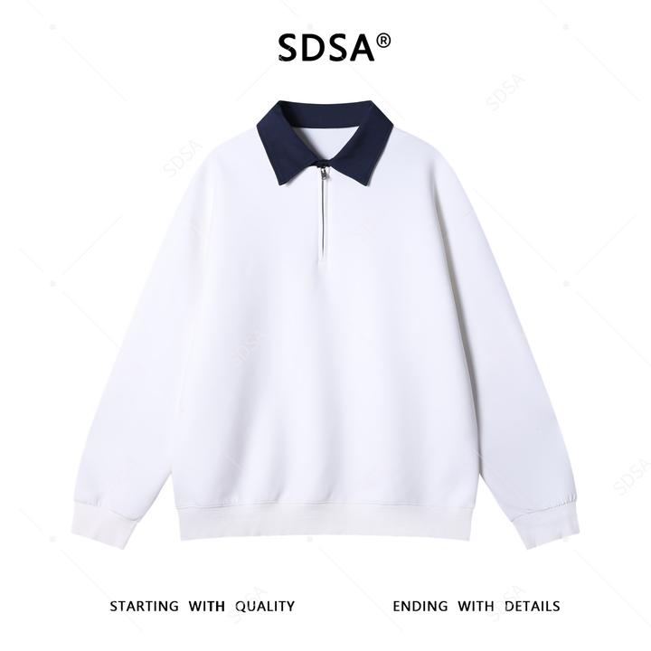 SDSA男士秋冬新款痞帅男装潮牌撞色半拉链翻领假两件卫衣简约时尚