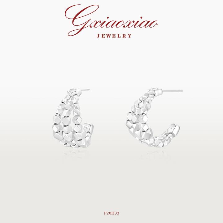 G XIAOXIAO 镀K金 法式气质时尚高级百搭闪耀方块小众耳环 F20H33