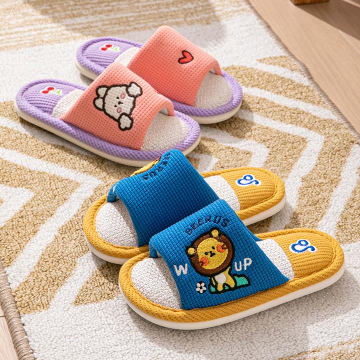 2025新款春秋季儿童亚麻拖鞋女童男童居家小孩宝宝卡通防滑中大童
