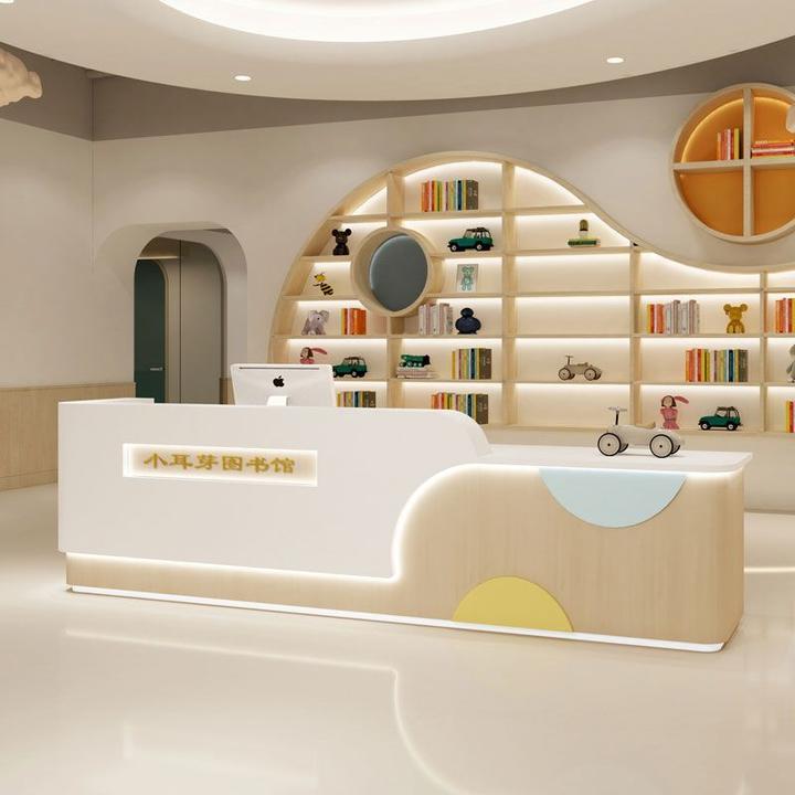 幼儿园前台接待台早教中心吧台收银台教育培训机构简约现代网红