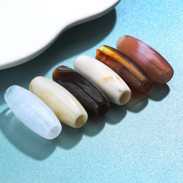 花纹大孔珠子扣子diy串珠材料椭圆亚克力珠子泳衣服装吊钟纽扣长