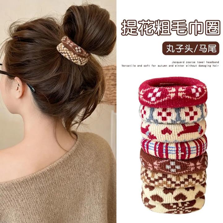 加粗毛巾发圈女扎低马尾发绳不伤发橡皮筋儿童高弹力耐用头绳发饰