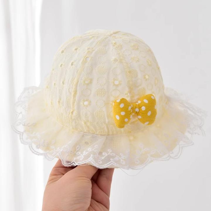 婴儿帽子夏季女宝宝渔夫帽新生儿遮阳防晒帽小月龄公主帽可爱盆帽