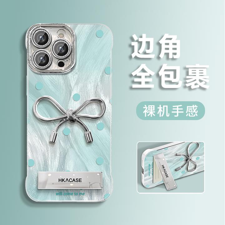 波点蝴蝶结适用苹果vivo华为oppo小米iPhone16羽纱无边框手机壳