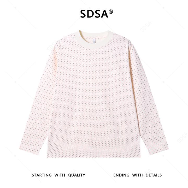 SDSA男士秋冬新款轻奢痞帅男装休闲满印波点圆领长袖T恤潮牌时尚