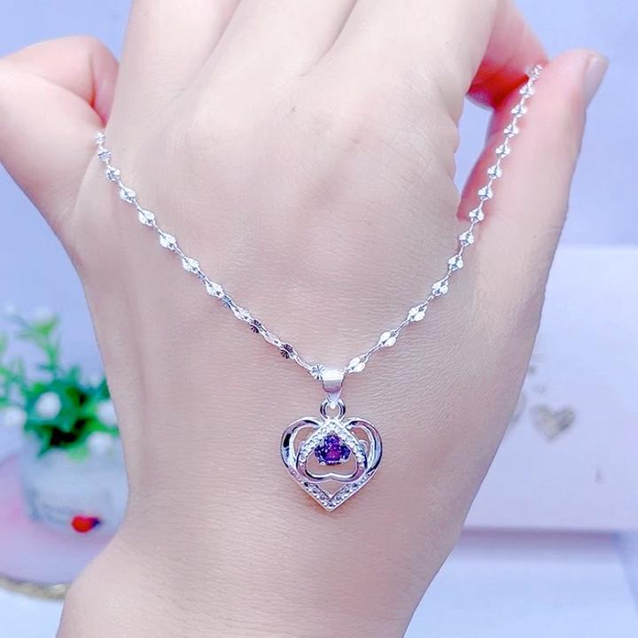 坠链均足银 【一套价】足银999.9雪花链➕足银紫色一见倾心吊坠