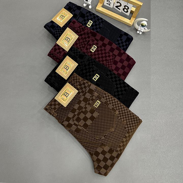 男士休闲裤表面植绒印花轻商务轻奢潮流修身小直筒男裤品质