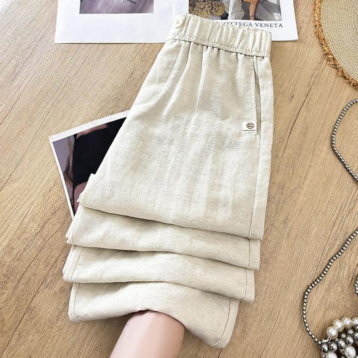 天丝棉麻窄版阔腿裤女2025夏季薄款轻薄宽松显瘦亚麻直筒休闲裤子