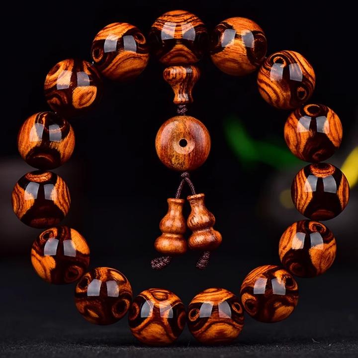 正品海南黄花梨手串男士鬼脸对眼老料瘤疤佛珠小众文玩海黄手链女