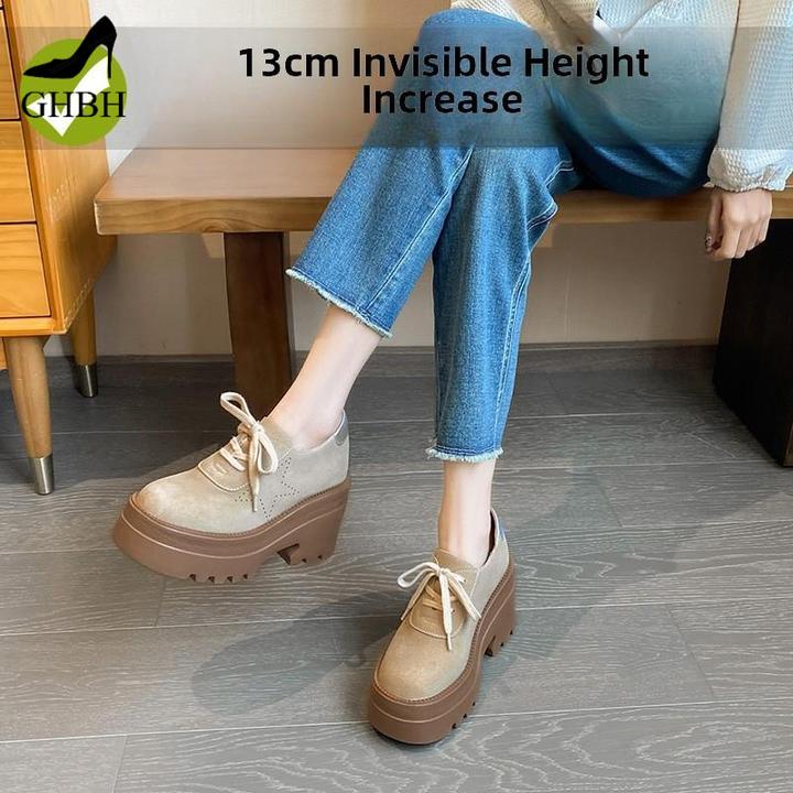 网红推荐新款2025春季新款多用途系带小皮鞋英式厚底乐福鞋