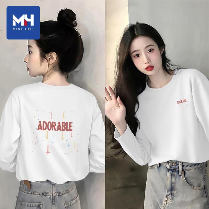 唐狮集团MH纯棉长袖女士秋季2025新款薄款白色上衣ins打底衫X内搭