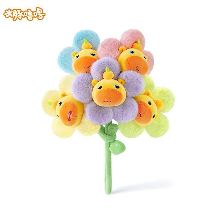 正版水豚噜噜花束毛绒玩具仿真永生花节日礼物送闺蜜同学朋友礼物