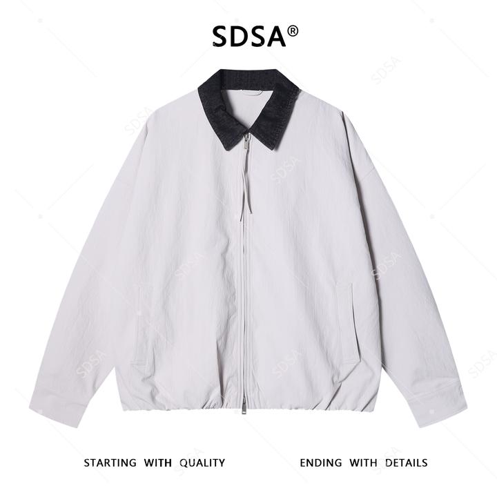 SDSA男士秋冬新款痞帅男装潮牌撞色拼接拉链翻领夹克休闲百搭外套