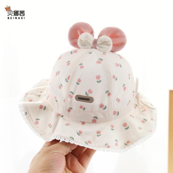 Beinaqian/贝娜茜婴儿帽子春秋薄款宝宝女遮阳帽婴幼儿公主渔夫帽