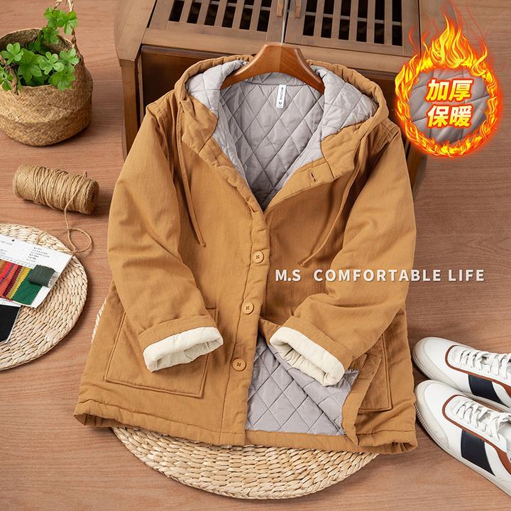 冬季新款男士宽松休闲连帽加厚保暖保暖男棉衣冬款棉袄棉服纽扣