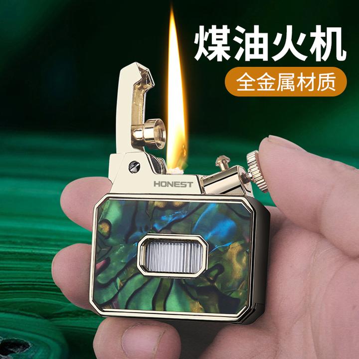 网红高档创意彩色怀旧小巧打火机砂轮打火燃油机全金属材质送男友