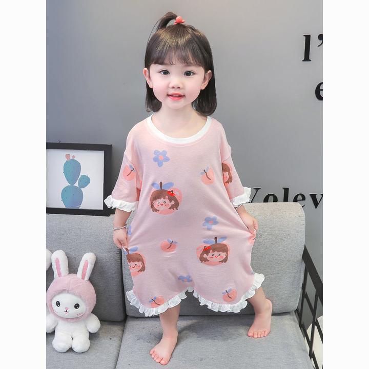 女童纯棉睡裙夏季儿童卡通连身衣小女孩宝宝薄款空调服公主家居服