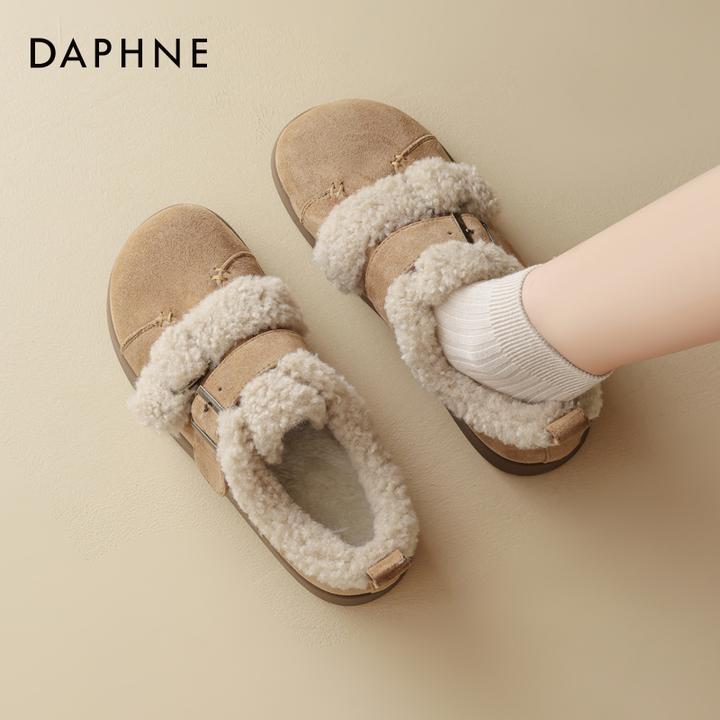 达芙妮新款雪地靴女2025秋冬季加绒加厚保暖棉鞋一脚蹬休闲毛毛鞋