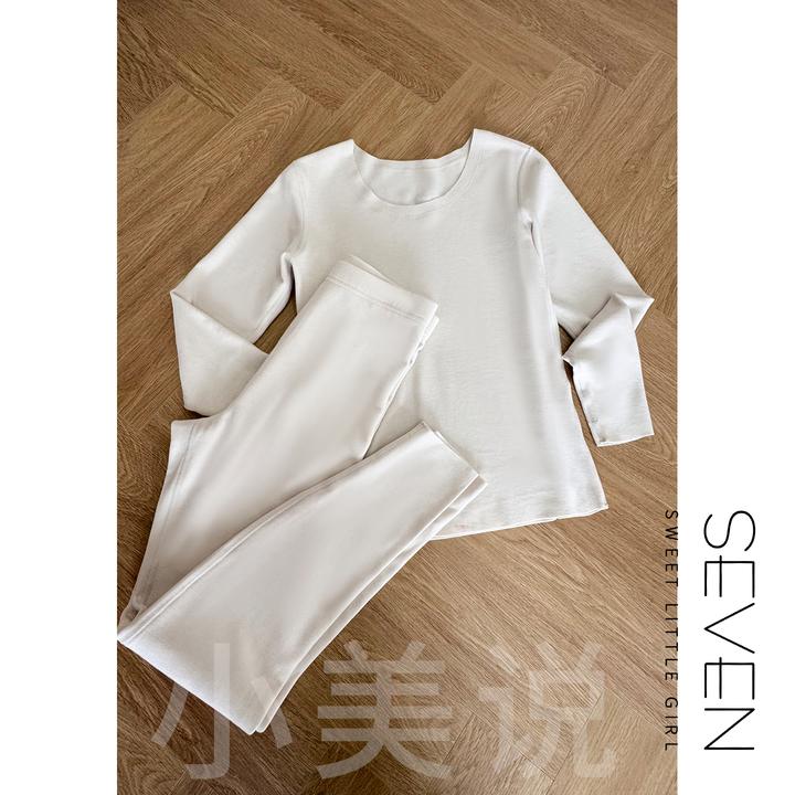 ⑦七七146小个子冬季保暖发热保暖内衣女无痕双面绒秋衣套装小美说
