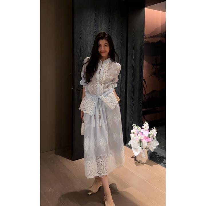 【N·COU】25春新款【彩云国物语】蕾丝镂空设计刺绣套装DY22618