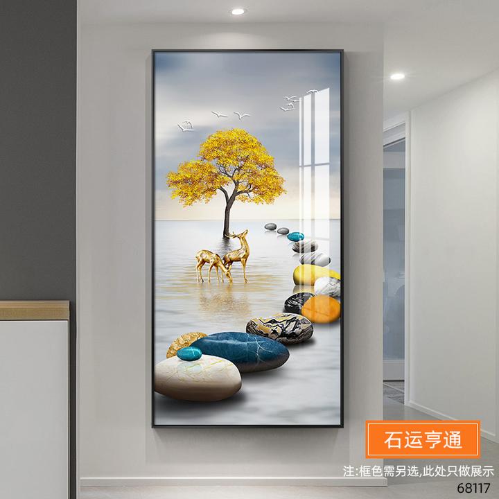 【佳人新】玄关装饰画福禄进门现代简约客厅入户门风格过道画