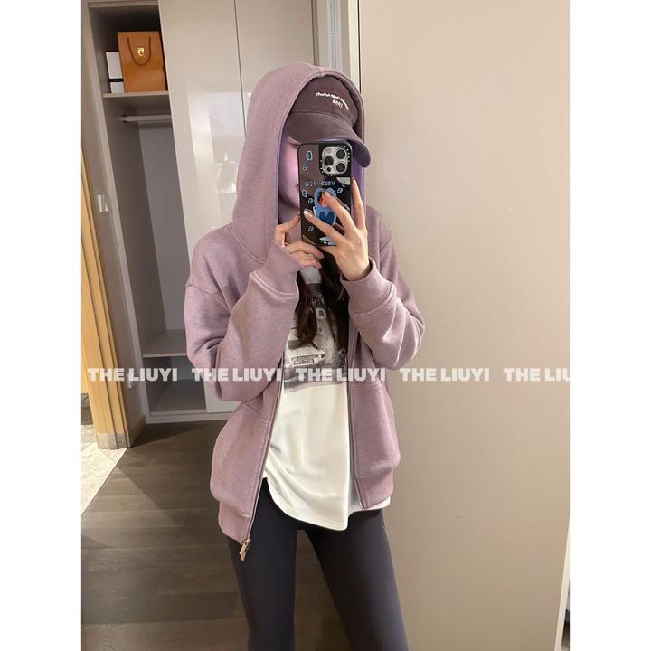 【LIUYI】团宠卫衣～高克重休闲连帽拉链卫衣外套59055