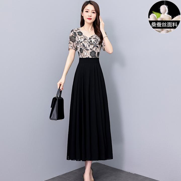 国际大牌桑蚕冰丝连衣裙女2025新款夏季杭州名牌高端气质妈妈裙子