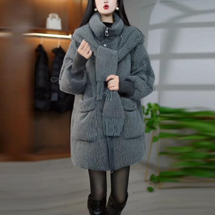 雪尔绒宽松保暖羽绒服2025冬季新款时尚洋气减龄连帽加厚大码外套