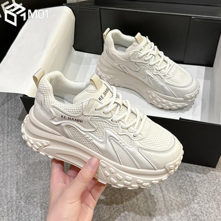 M01老爹鞋女增高2025年新款时尚运动休闲鞋网面厚底松糕透气女鞋