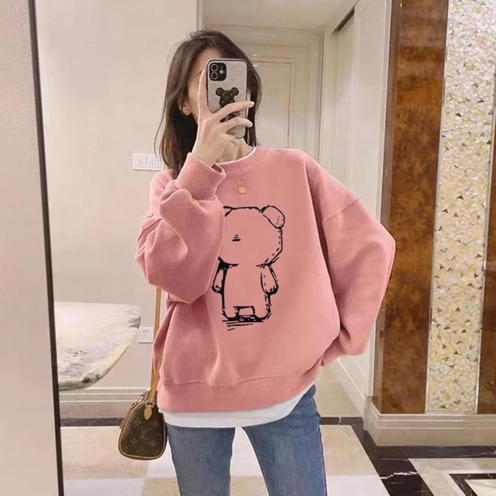 假两件圆领卫衣女2025新款秋冬宽松外套加绒加厚拼接上衣春秋薄款