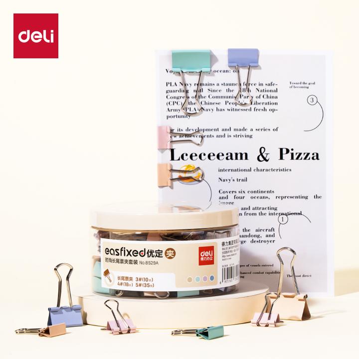 得力彩色燕尾夹长尾夹/回形针学习办公财务票据试卷资料收纳夹