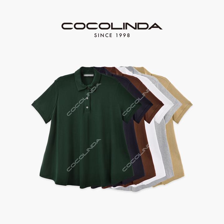 COCOLINDA  | 棉质230g六色POLO娃娃衫阔版A摆短袖T恤T3605中长款