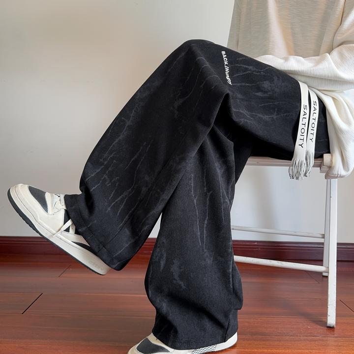 美式扎染休闲裤子男款秋季直筒宽松复古长裤潮流百搭阔腿运动卫裤