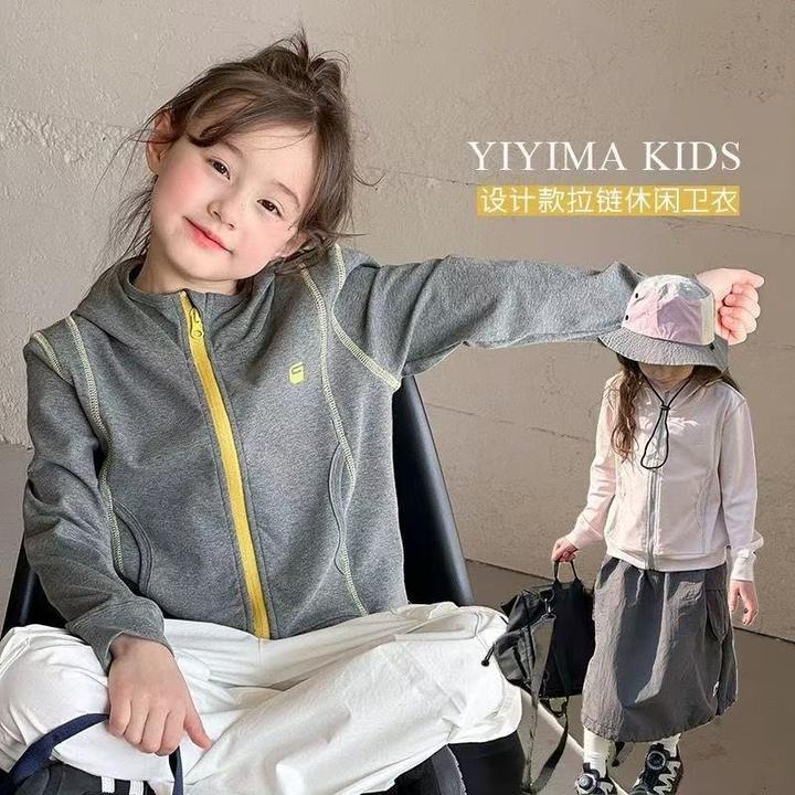 春秋季女童卫衣外套2025新款女宝宝韩版休闲连帽拉链开衫上衣褂子