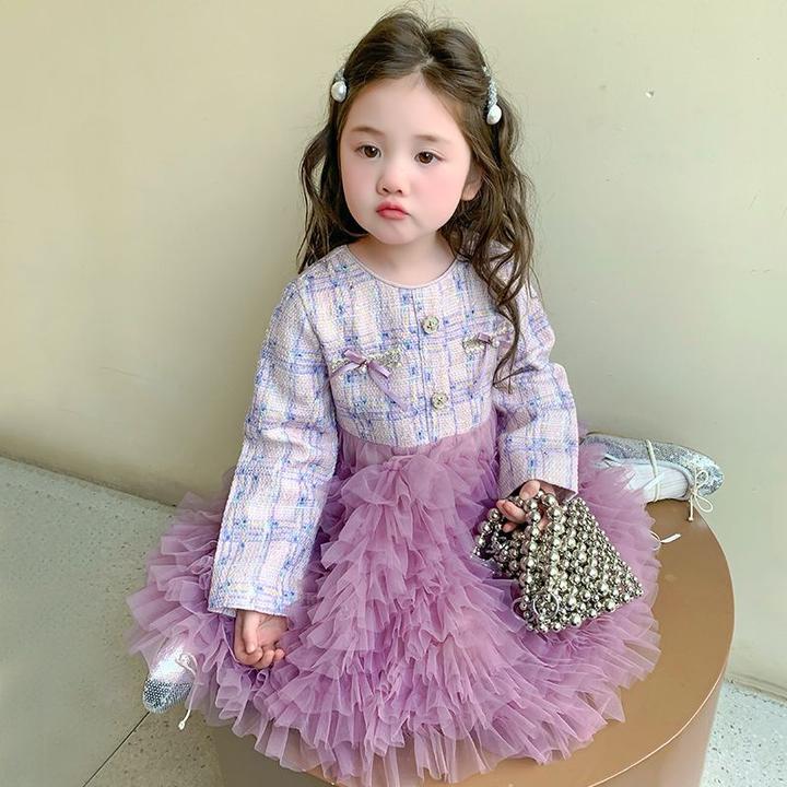 女童小香风连衣裙春装2025儿童新款公主裙洋气宝宝蛋糕裙生日裙子