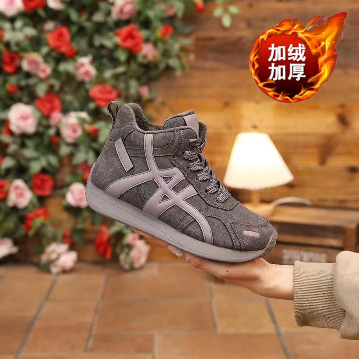 冬季女鞋加绒高帮棉鞋女韩版百搭平底防滑加厚保暖短靴运动雪地靴